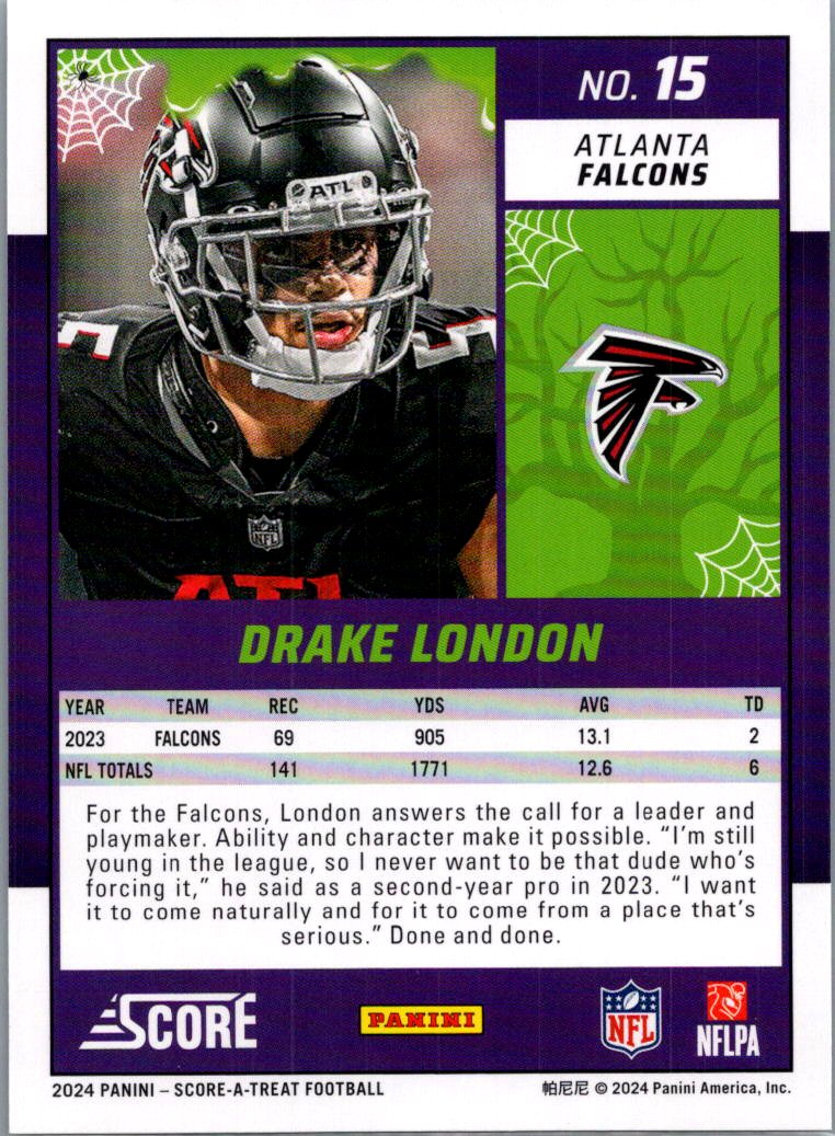 2024 Panini Score Score-A-Treat Drake London #15 Halloween Green