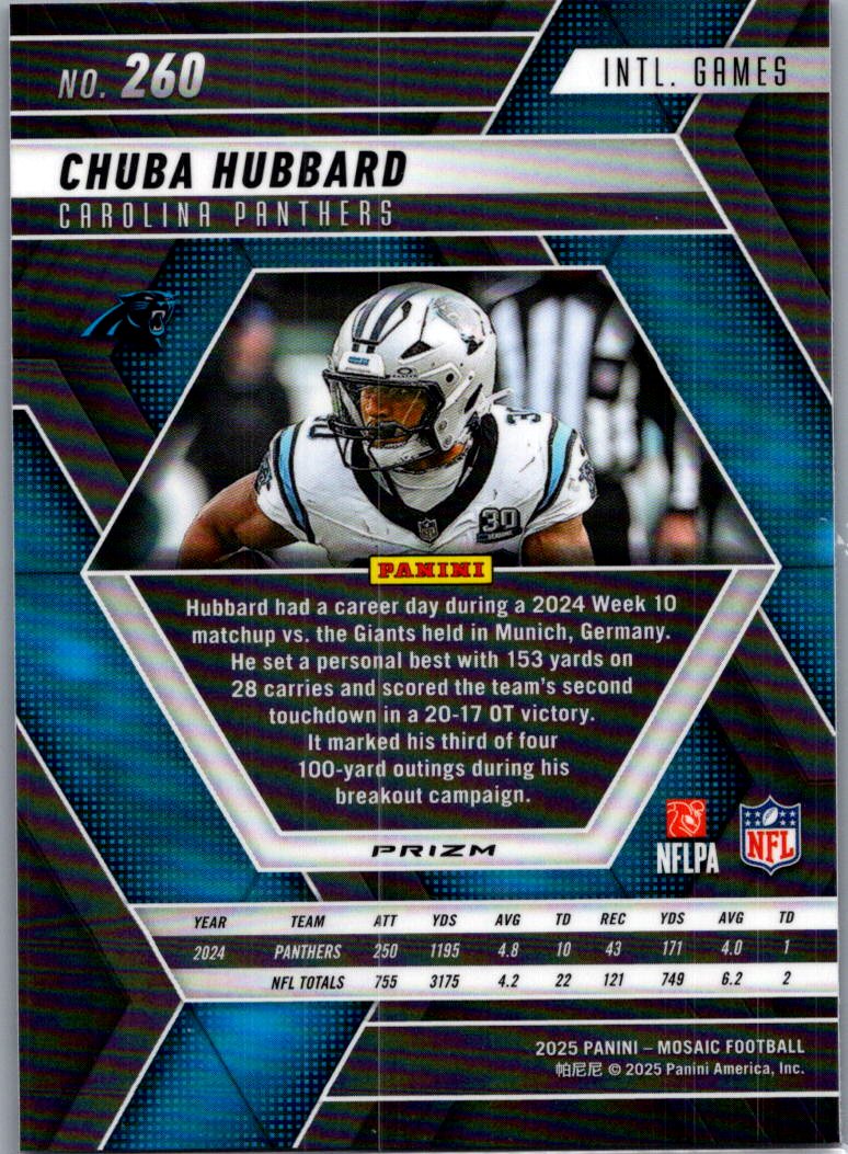 2025 Panini Mosaic Chuba Hubbard #260 Purple Scope