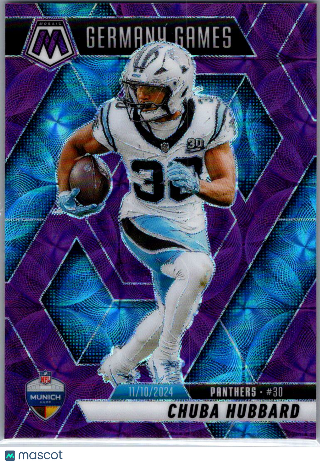 2025 Panini Mosaic Chuba Hubbard #260 Purple Scope