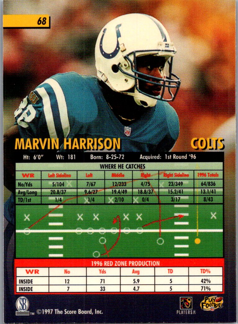 1997 Playoff Playbook Marvin Harrison #68