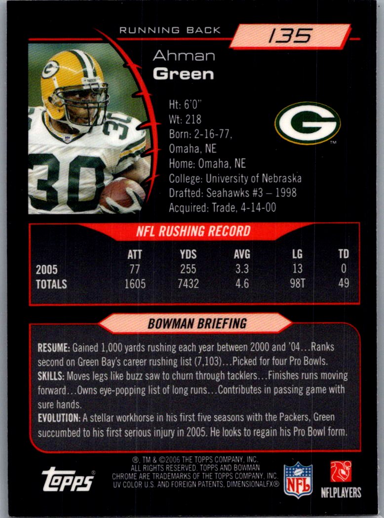 2006 Bowman Chrome Ahman Green #135 Black