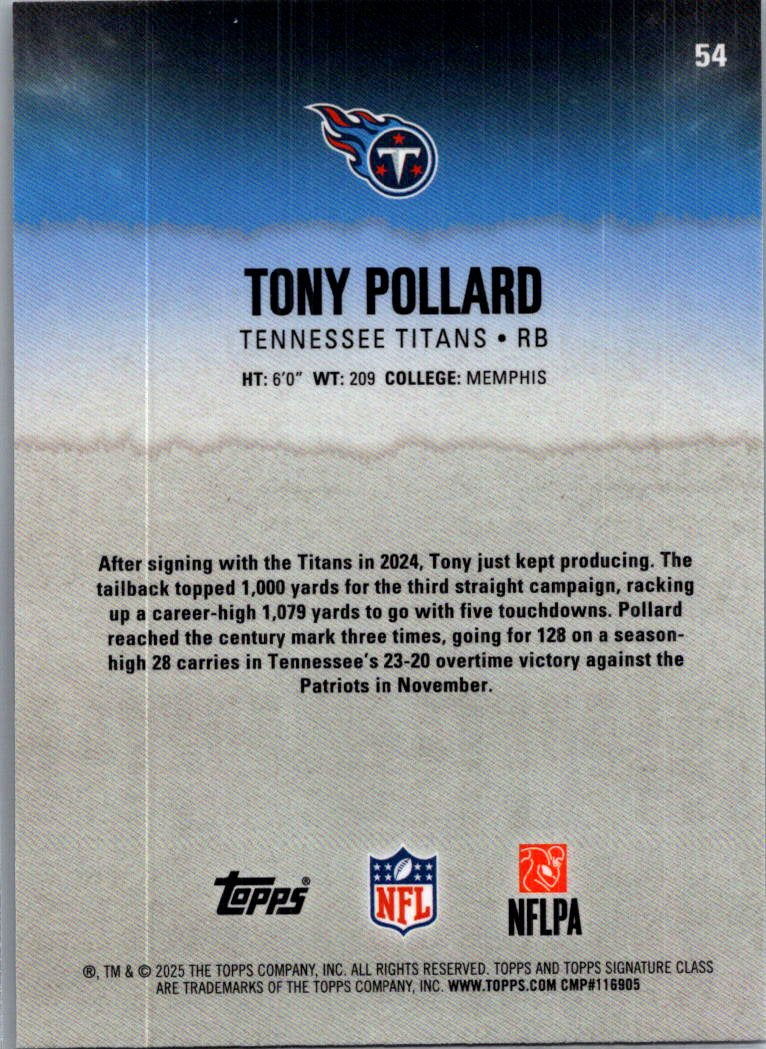 2025 Topps Signature Class Tony Pollard #54 Refractor