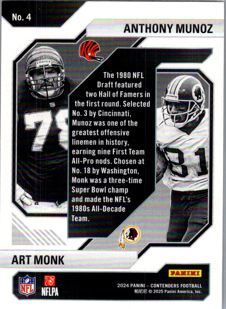 2025 ContendersHIstoric Draft Class Anthony Munoz Art Monk #4