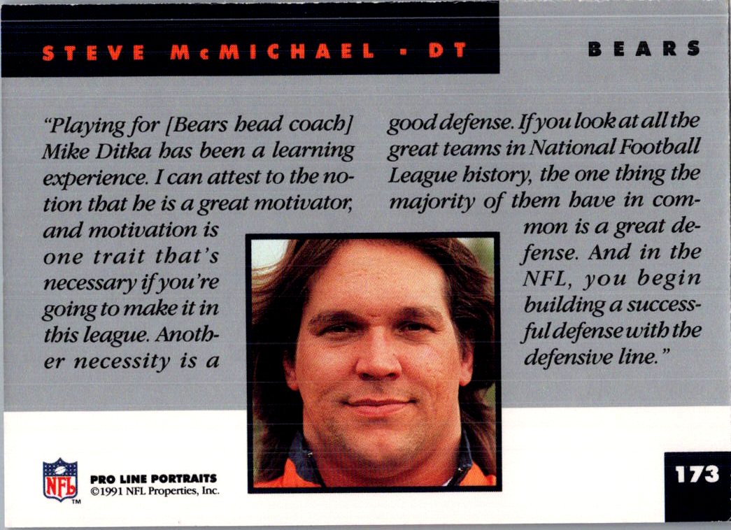 1991 Pro Line Portraits Steve McMichael #173