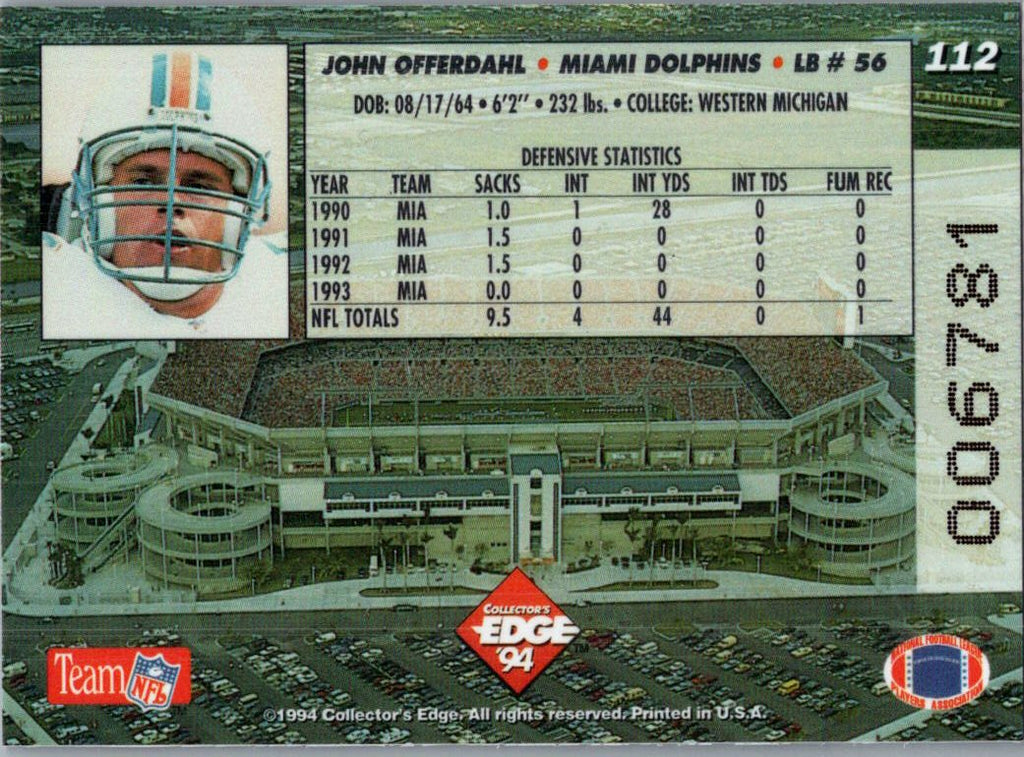 1994 Collector's Edge John Offerdahl #112