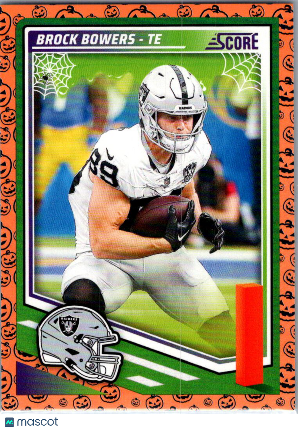 2025 Panini Score Football Brock Bowers #36 Halloween Pumpkin Border