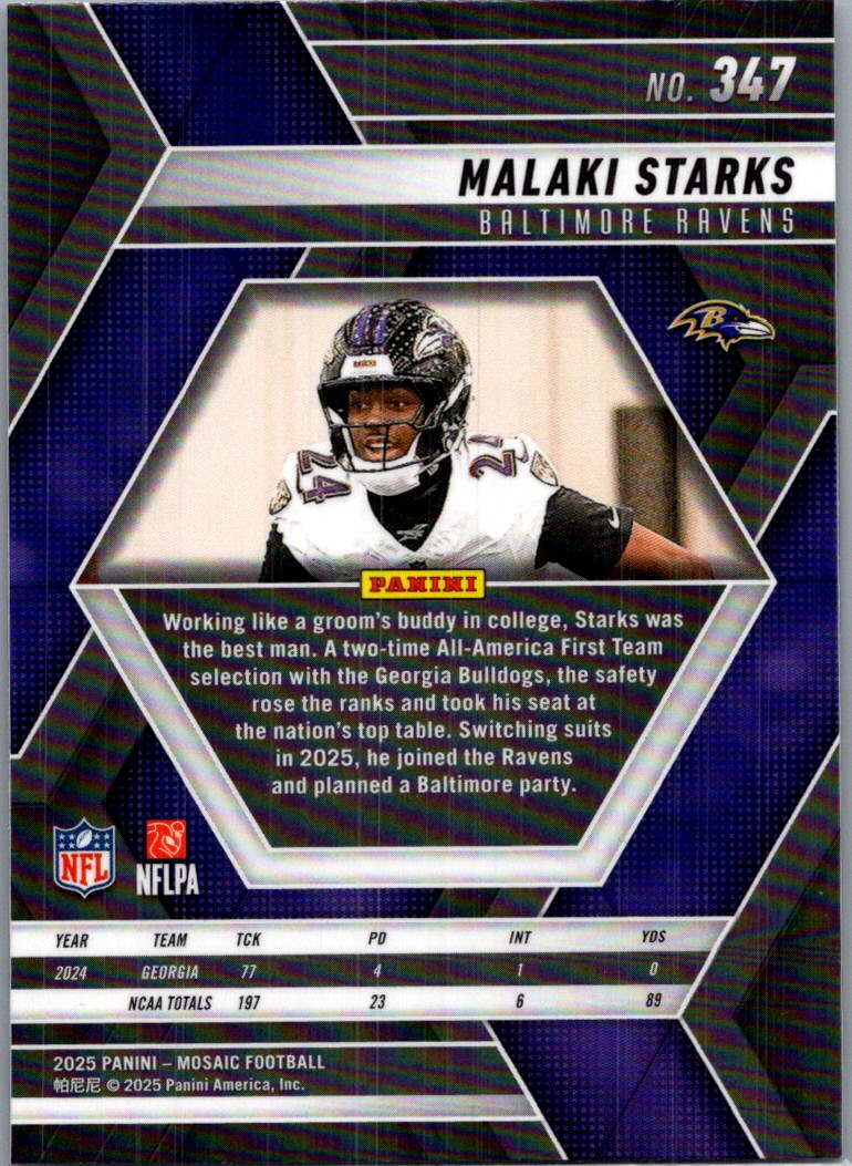 2025 Panini Mosaic Football Malaki Starks #347 RC