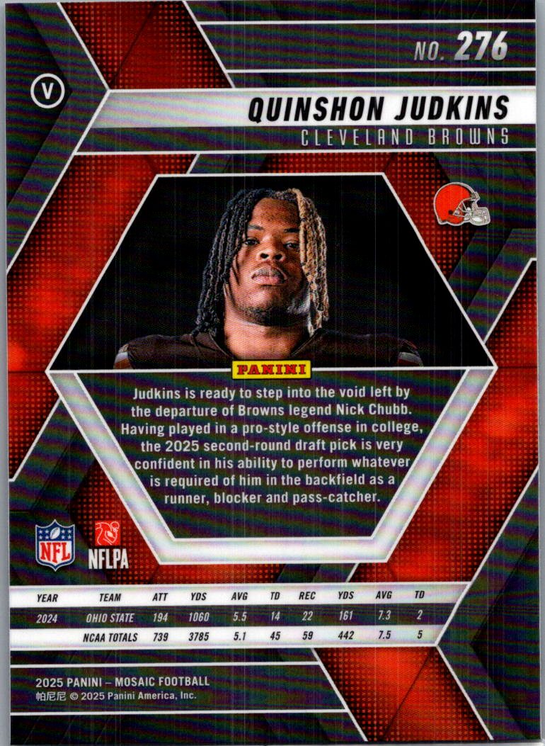 2025 Panini Mosaic Quinshon Judkins #276 RC