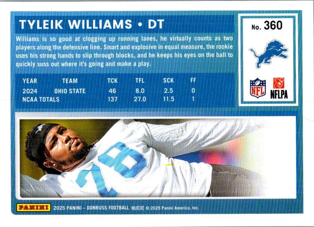 2025 Donruss Football Tyleik Williams #360