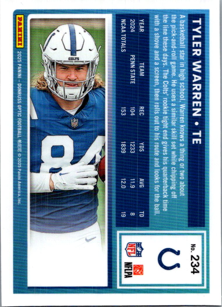 2025 Panini Donruss Optic Tyler Warren #234