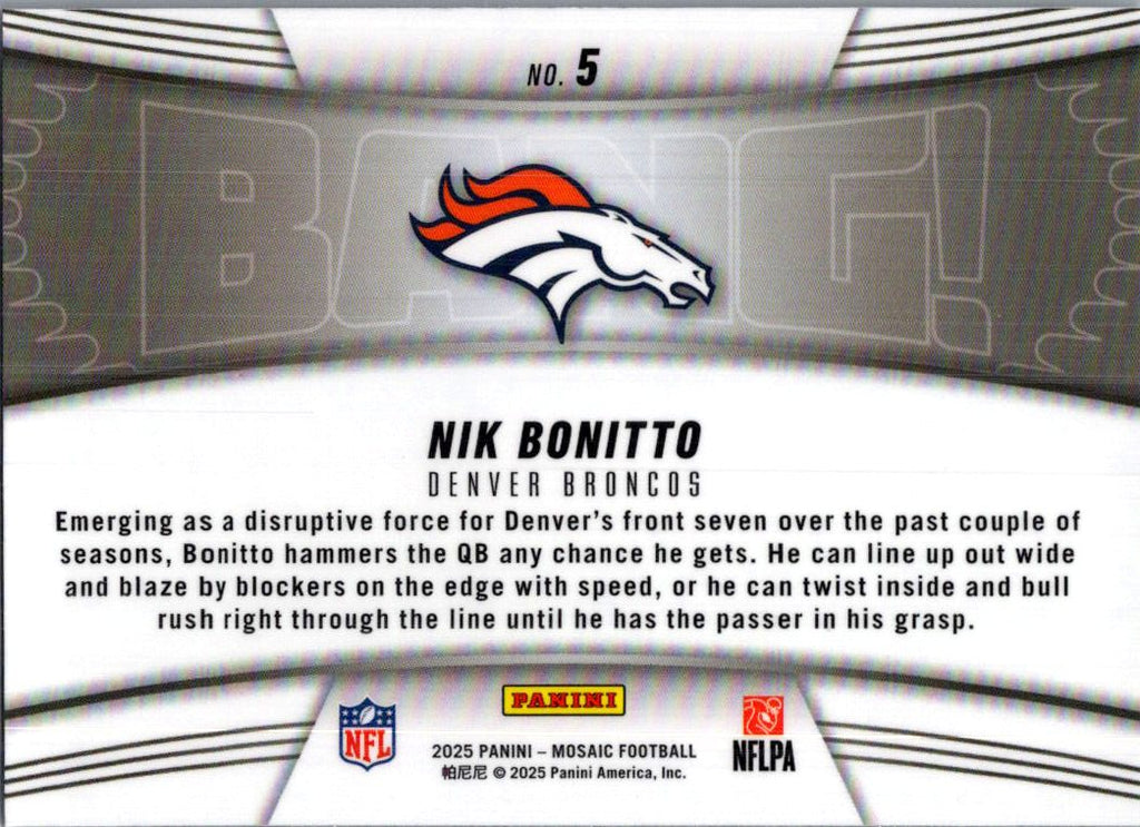 2025 Panini Mosaic Bang! Nik Bonitto #5