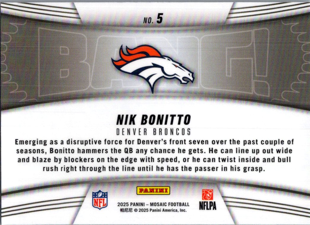 2025 Panini Mosaic Bang! Nik Bonitto #5