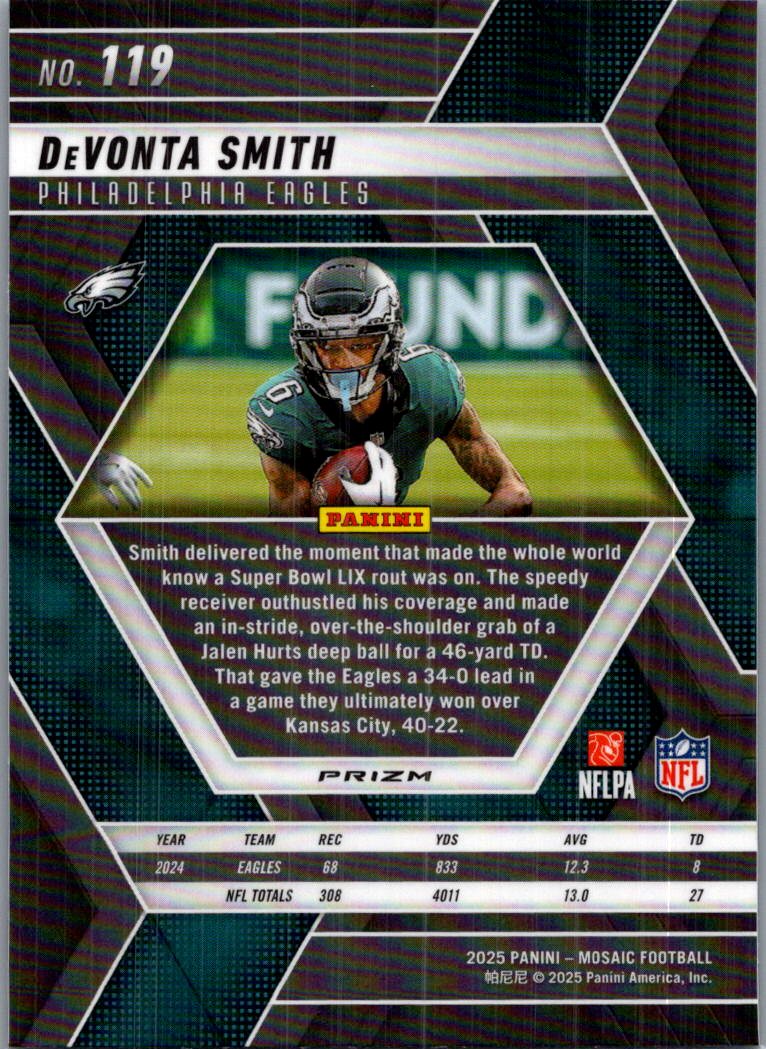 2025 Panini Mosaic Football DeVonta Smith #119 Silver