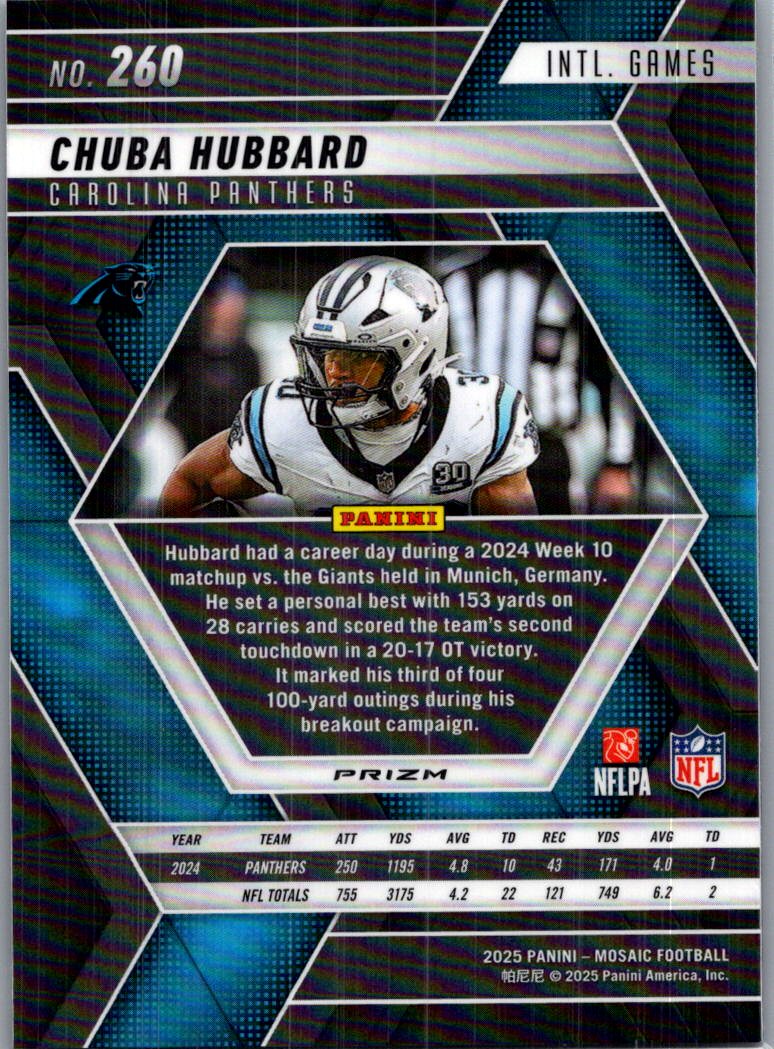 2025 Panini Mosaic Football Chuba Hubbard #260 Purple Scope