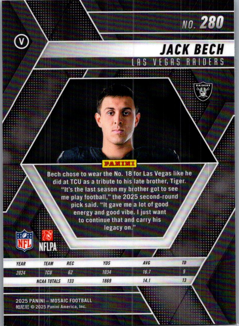 2025 Panini Mosaic Football Jack Bech #280 RC