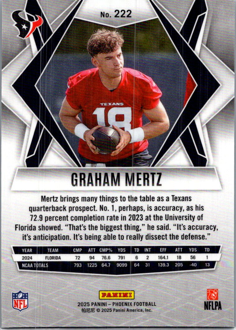 2025 Panini Phoenix Football Graham Mertz #222 RC