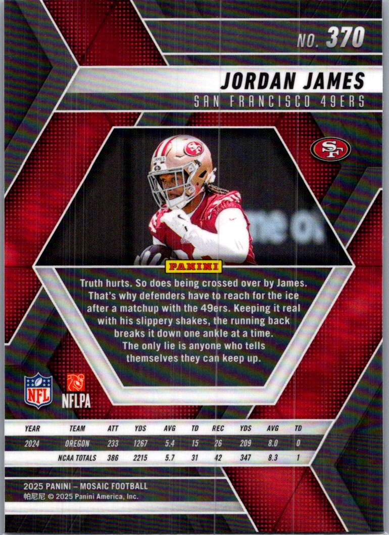 2025 Panini Mosaic Football Jordan James #370 RC