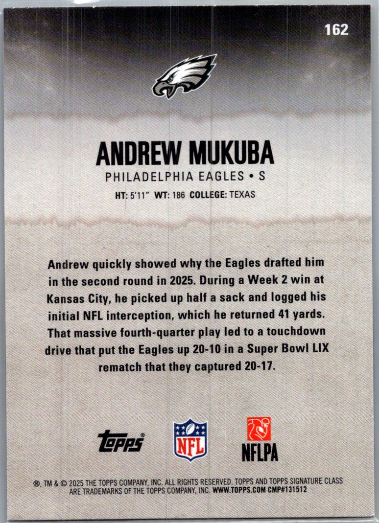 2025 Topps Composite Andrew Mukuba #162 Yellow & Black RC
