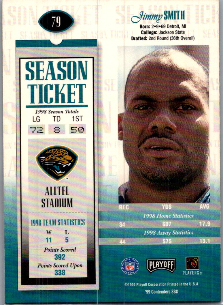 1999 Playoff Contenders SSD Jimmy Smith #79