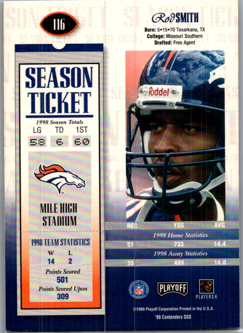 1999 Playoff Contenders SSD Rod Smith #116