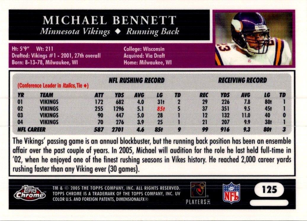 2005 Topps Chrome Michael Bennett #125