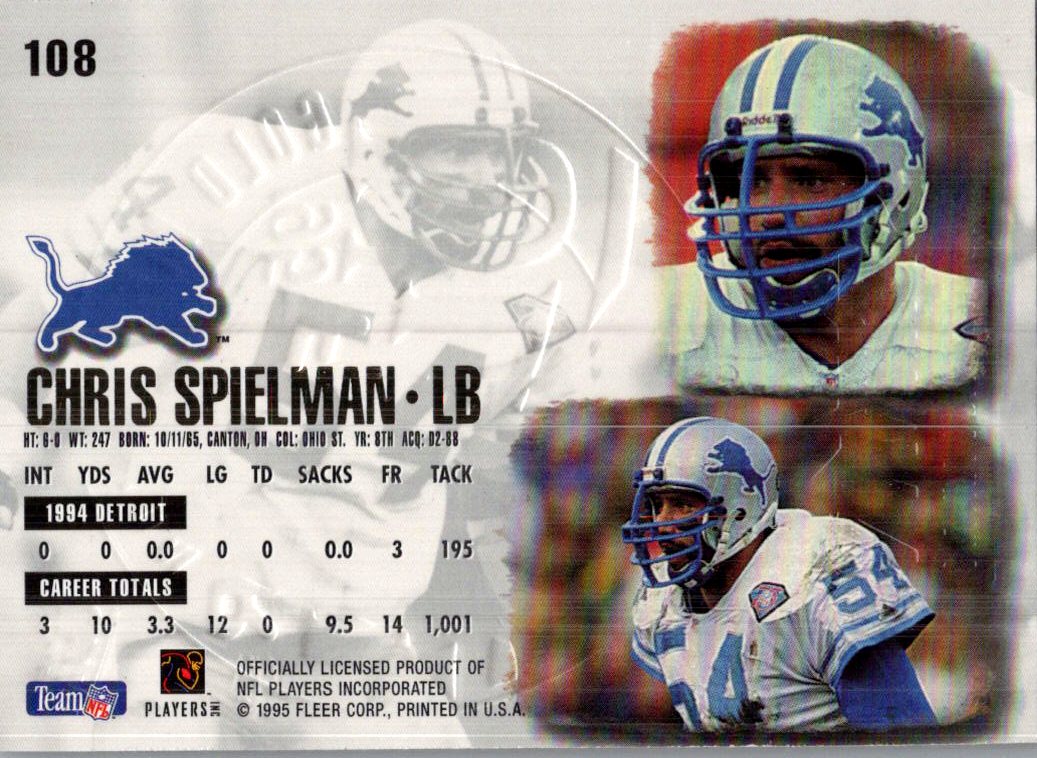 1995 Fleer Ultra Gold Medallion Chris Spielman #108 Edition