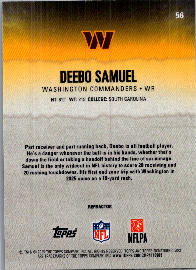 2025 Topps Signature Class Deebo Samuel #56 Refractor