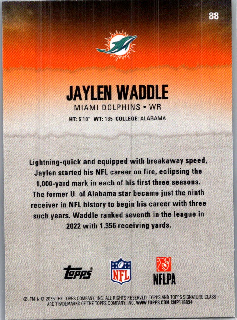 2025 Topps Composite Jaylen Waddle #88 Yellow & Black
