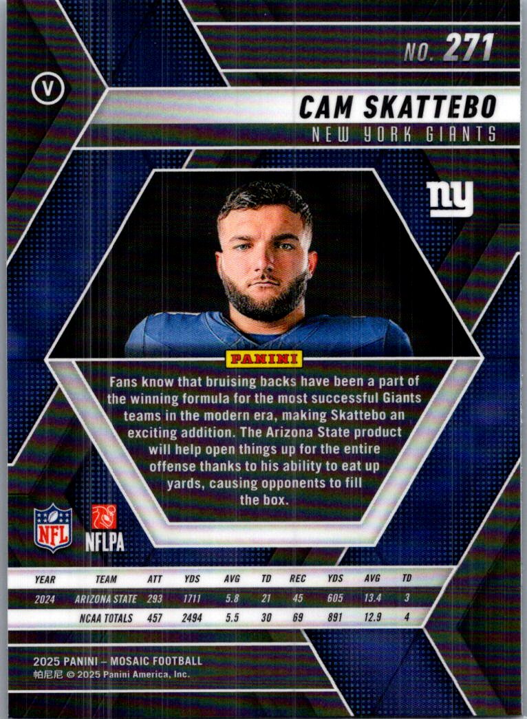2025 Panini Mosaic Football Cam Skattebo #271 RC