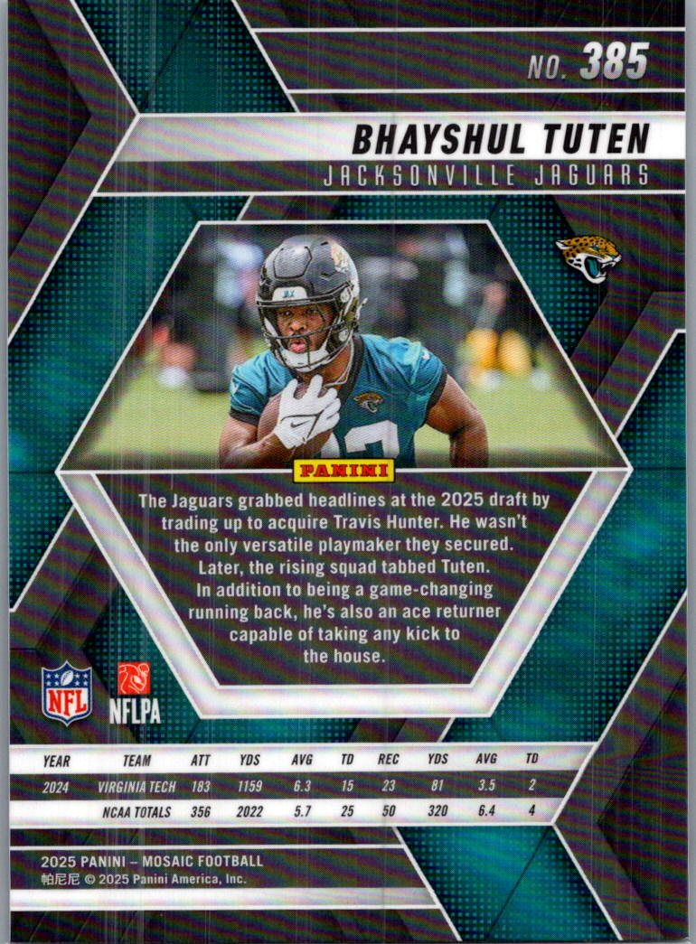 2025 Panini Mosaic Football Bhayshul Tuten #385 RC