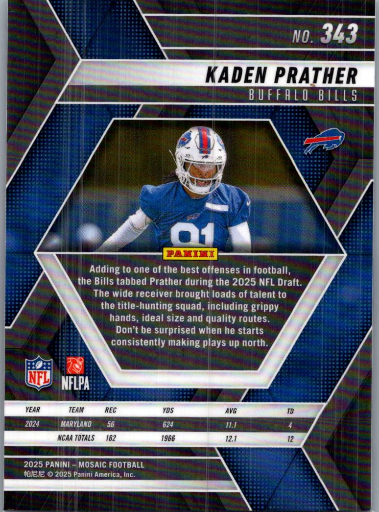 2025 Panini Mosaic Football Kaden Prather #343 RC