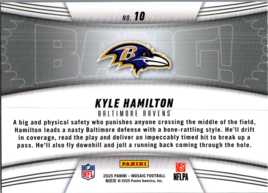 2025 Panini Mosaic Bang! Kyle Hamilton #10