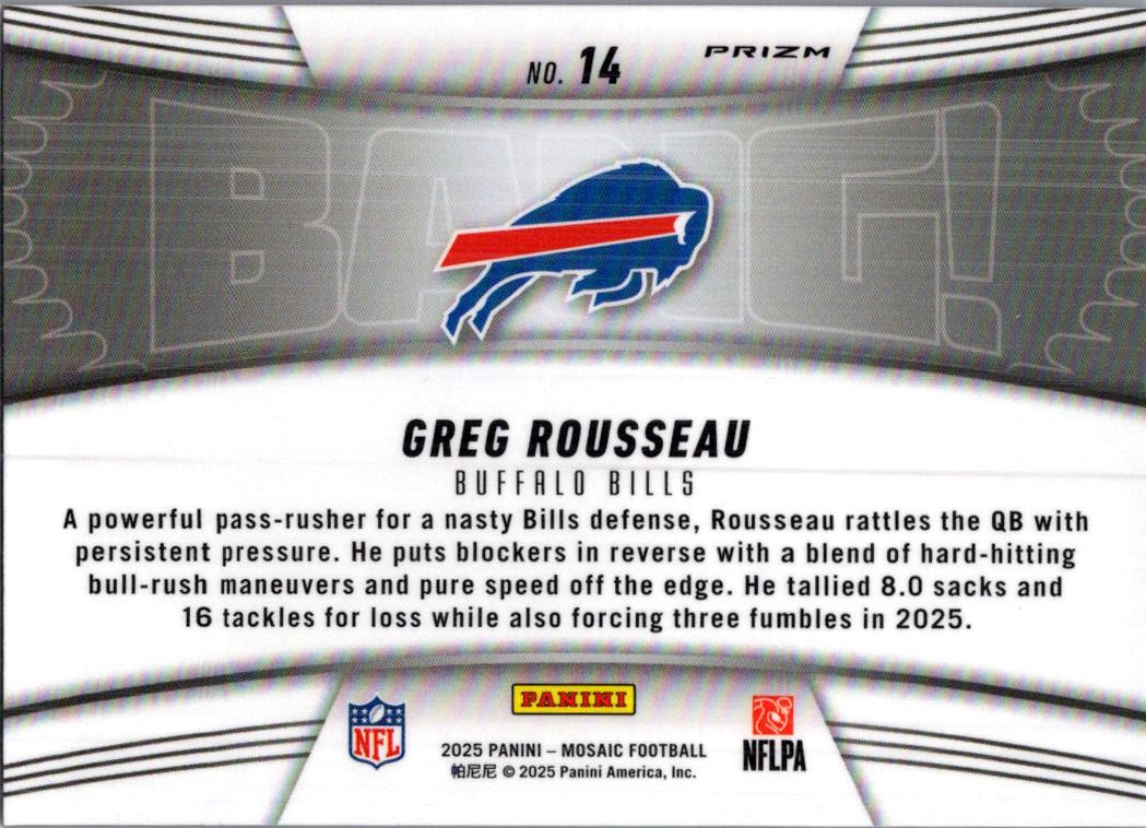 2025 Panini Mosaic Greg Rousseau #14 Pink