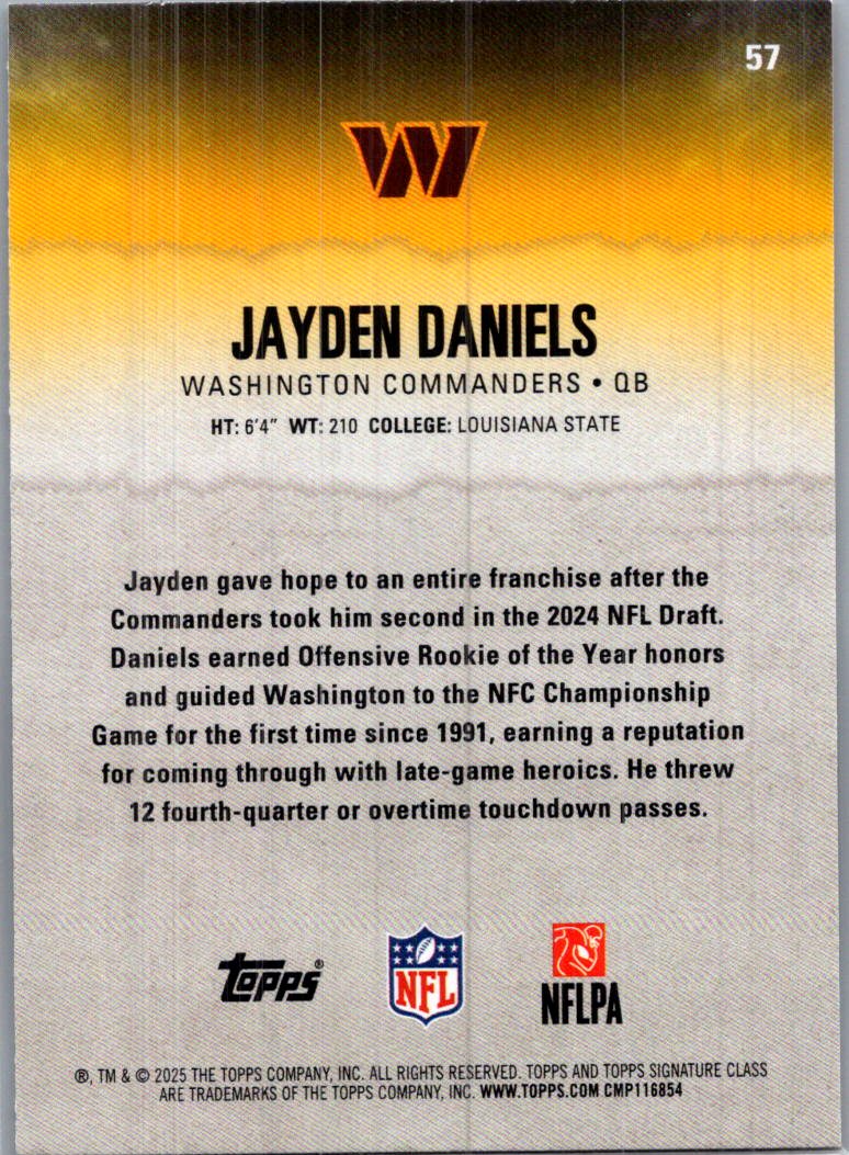 2025 Topps Composite Jayden Daniels #57 Red & Black