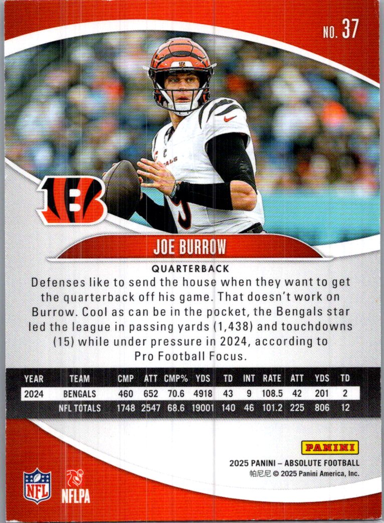 2025 Panini Absolute Football Joe Burrow #37