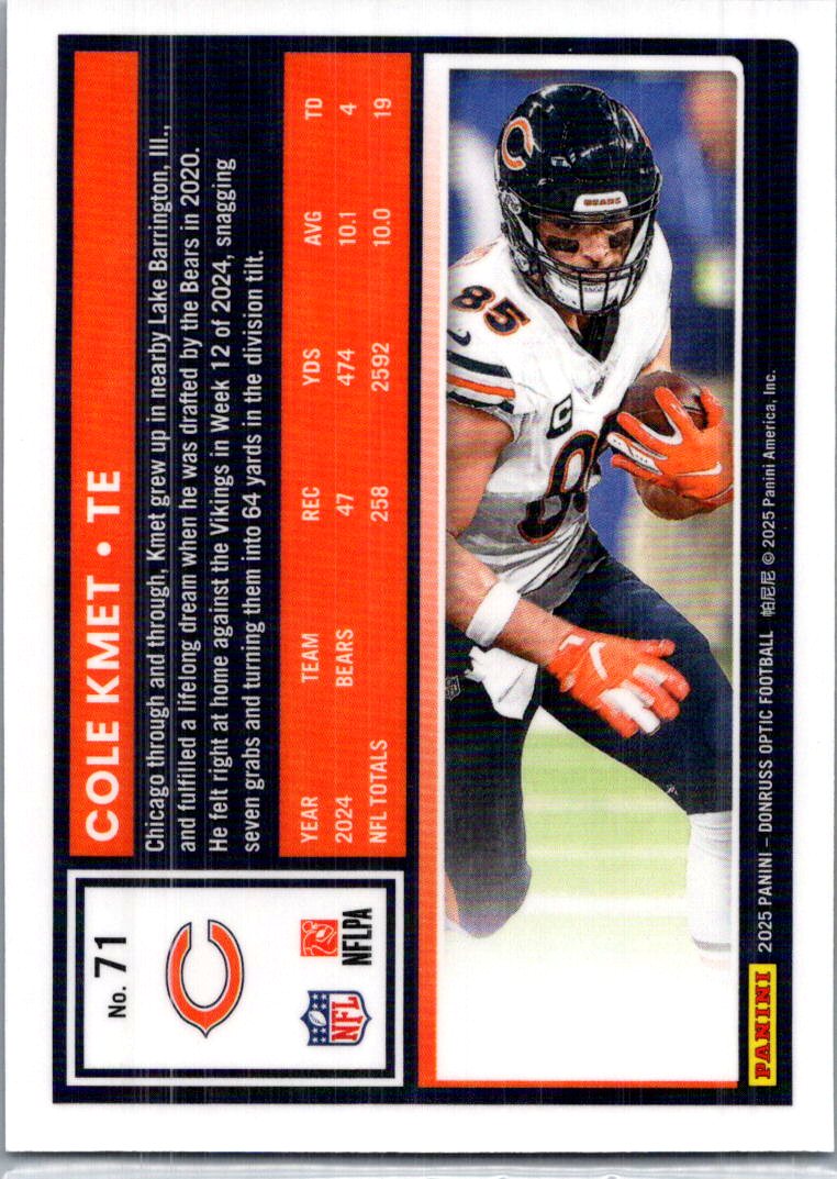 2025 Donruss Optic Cole Kmet #71