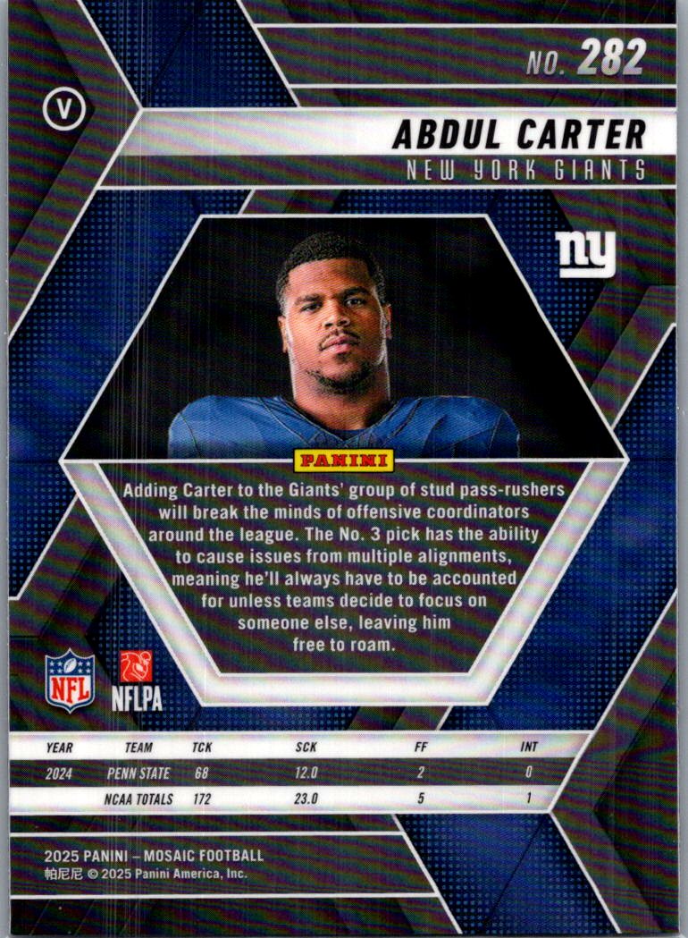 2025 Panini Mosaic Football Abdul Carter #282 RC