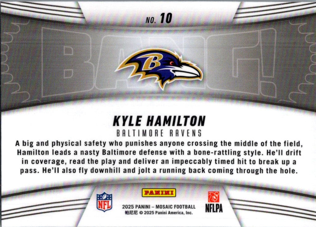 2025 Panini Mosaic Bang! Kyle Hamilton #10
