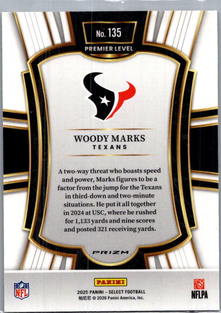 2026 Panini Select Woody Marks #135 Yellow Shock Prizm RC