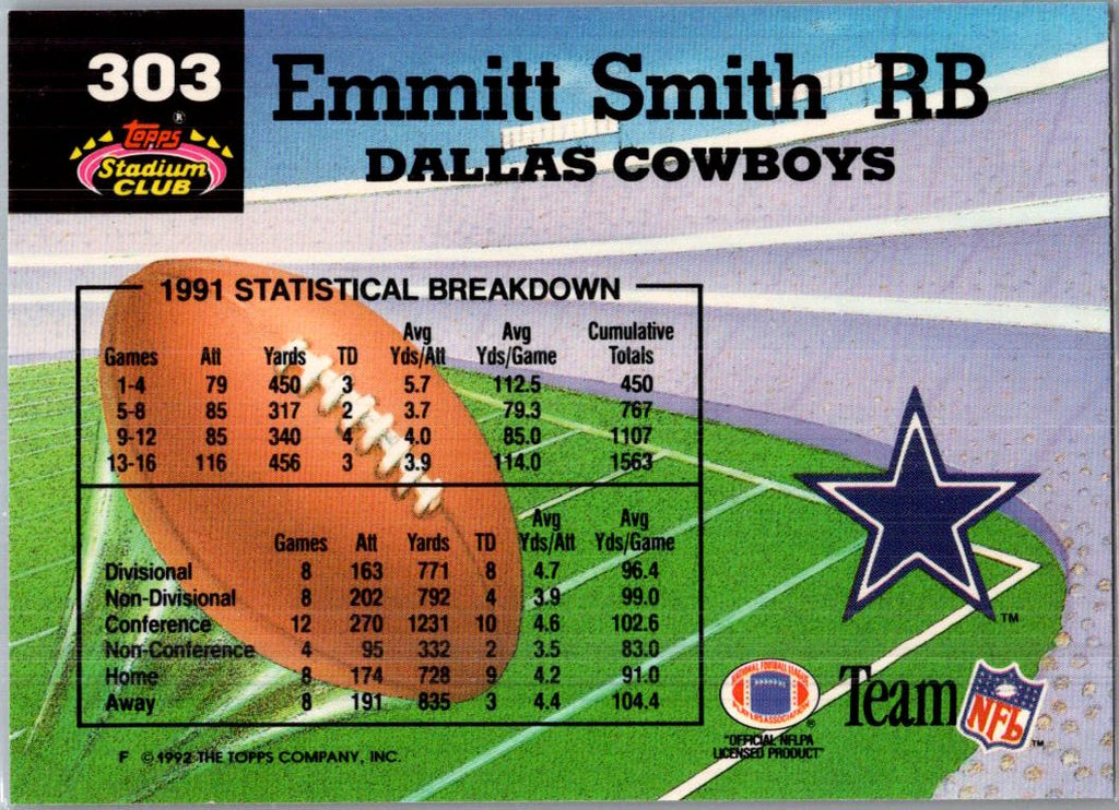 1992 Topps Stadium Club Emmitt Smith #303 Members Choice