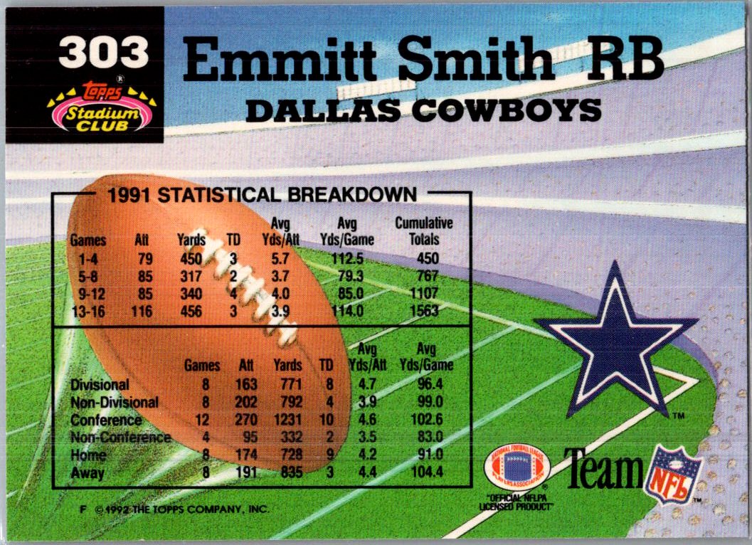 1992 Topps Stadium Club Emmitt Smith #303 Members Choice