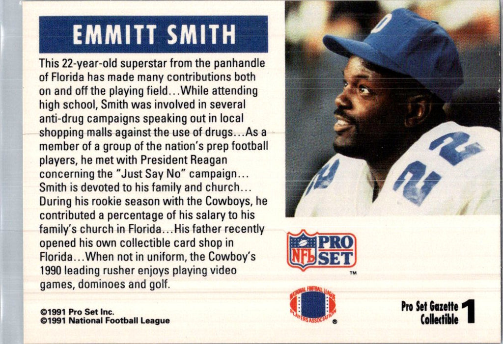 1991 Pro Set Gazette Emmitt Smith #1