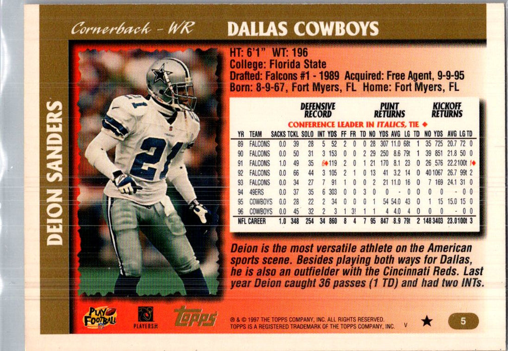 1997 Topps Deion Sanders #5