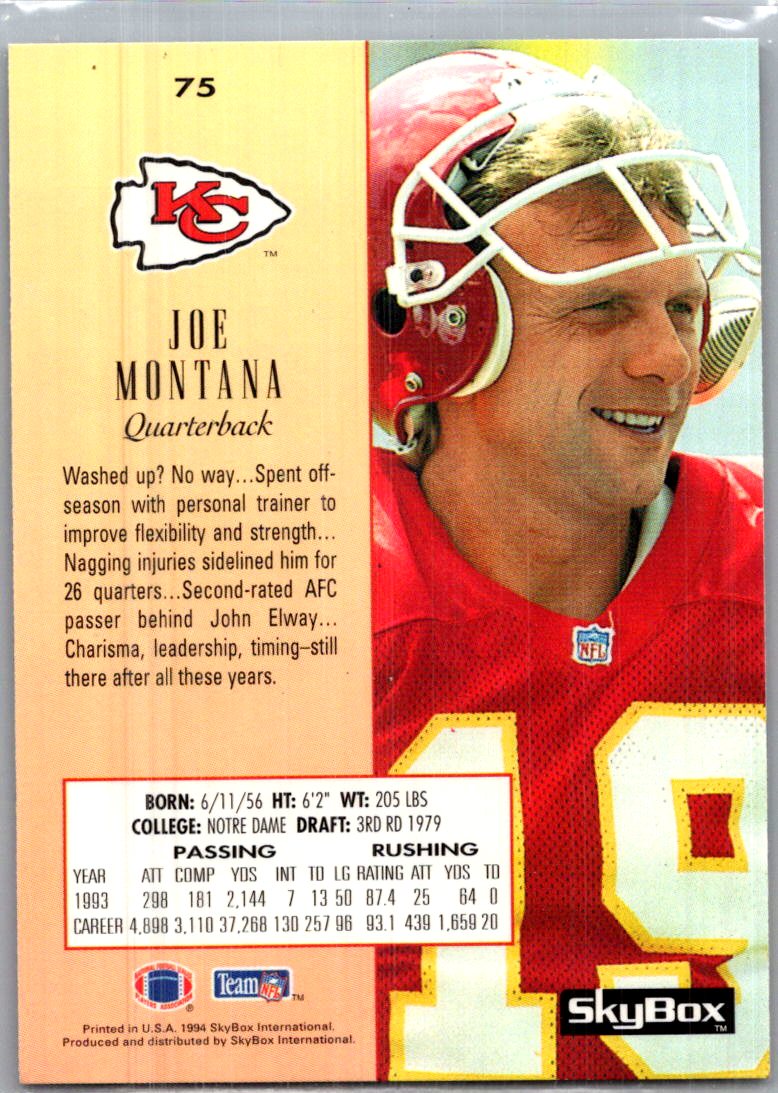 1994 SkyBox Joe Montana #75