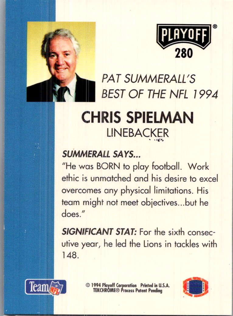 1994 Playoff Pat Summerall's Best of the NFL Chris Spielman #280