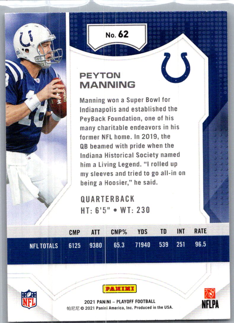 2021 Playoff Football Peyton Manning #62
