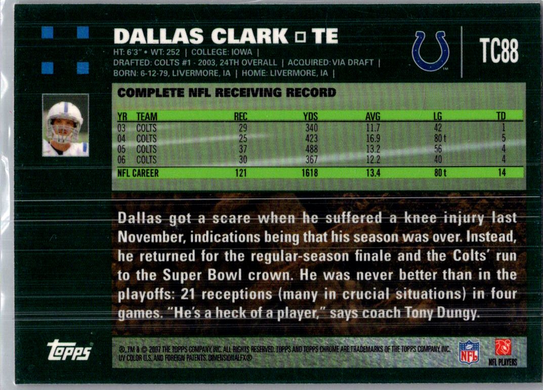 2007 Topps Chrome Dallas Clark #TC88