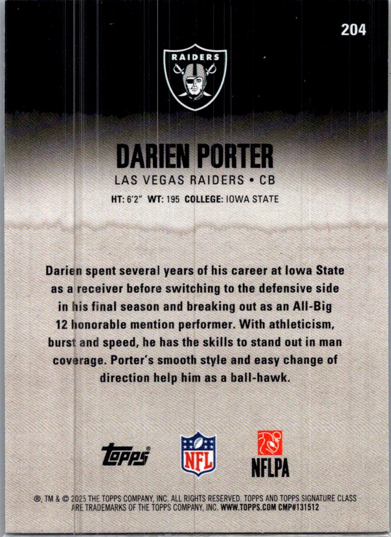 2025 Topps Composite Darien Porter #204 Yellow & Black RC