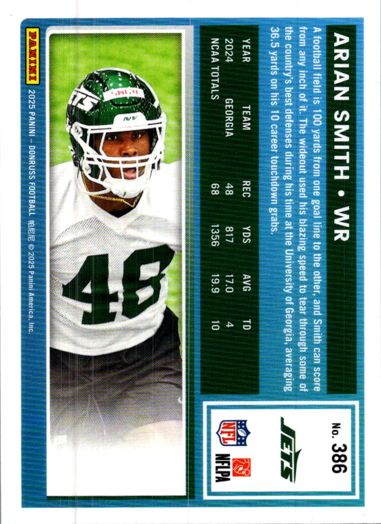 2025 Donruss Arian Smith #386 Press Proof Blue