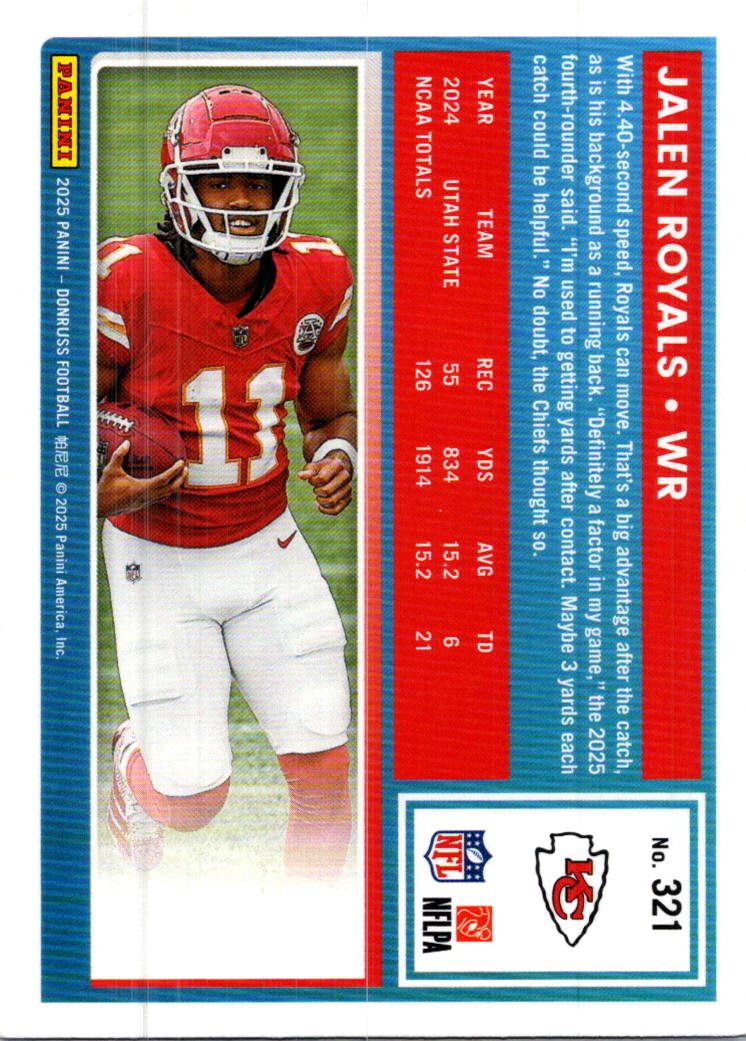 2025 Donruss Jalen Royals #321 Press Proof Blue